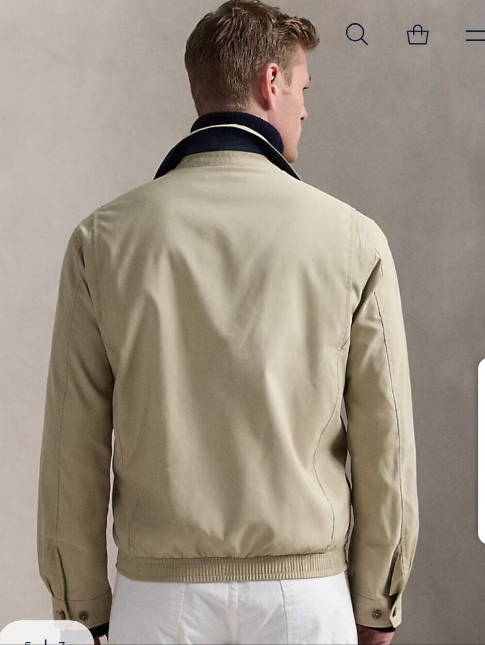 Polo by Ralph Lauren Khaki Beige Bi-Swing Jacket with Navy Logo - Picture 2 of 9